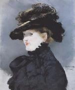 Edouard Manet Mery Lauent au chapeau noir Pastel (mk40) oil painting on canvas